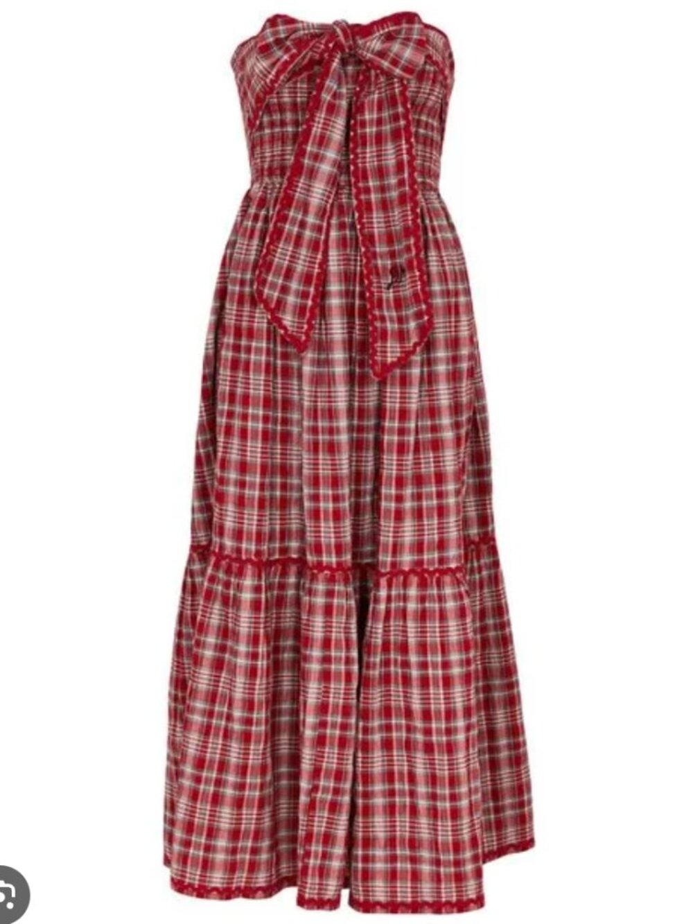 Damson Madder Pia Midi Dress in Red Check